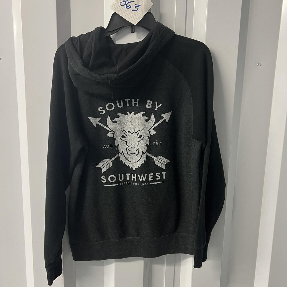 SXSW Hoodie Mens Small Black Zip Up Sweatshirt South by Southwest Austin TX